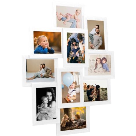 vidaXL Collage Bilderrahmen für 10x(10x15 cm) Fotos Weiß MDF