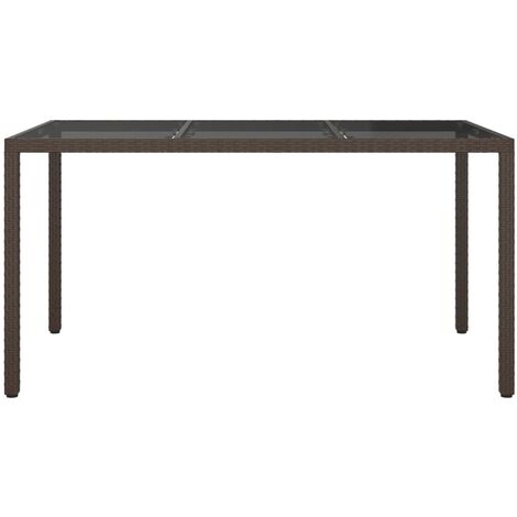 Gartentisch 150x90x75 cm Gehärtetes Glas Poly Rattan Braun vidaXL