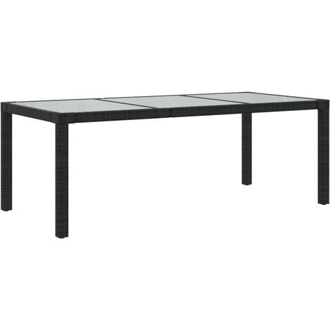 Gartentisch Schwarz 190x90x75 cm Gehärtetes Glas Poly Rattan vidaXL
