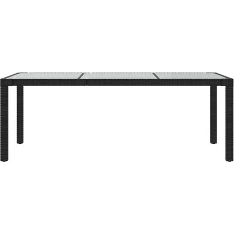 Gartentisch Schwarz 190x90x75 cm Gehärtetes Glas Poly Rattan vidaXL
