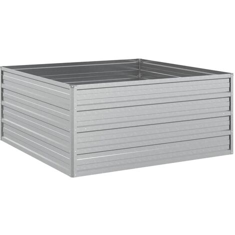 vidaXL Garden Raised Bed 100x100x45 cm Galvanized Steel Silver