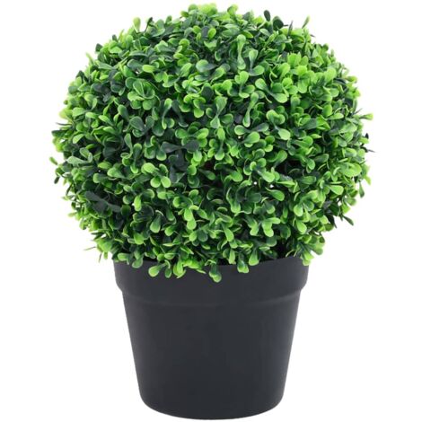 Artificial Boxwood Plants 2 pcs with Pots Ball Shaped Green 27 cm vidaXL