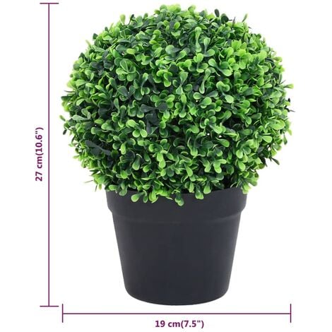 Artificial Boxwood Plants 2 pcs with Pots Ball Shaped Green 27 cm vidaXL