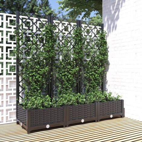 Garten-Pflanzgefäß mit Spalier Schwarz 120 x 40 x 121,5 cm PP vidaXL