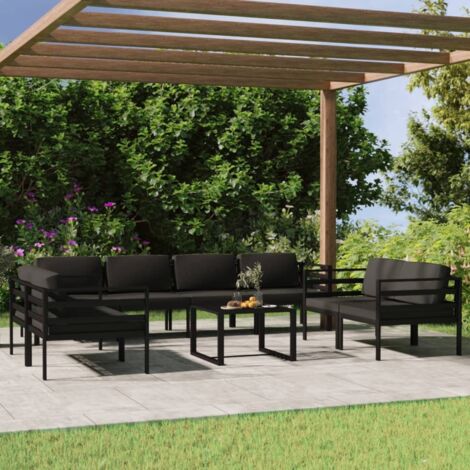 9-tlg. Garten-Lounge-Set mit Kissen Aluminium Anthrazit vidaXL (1/5)
