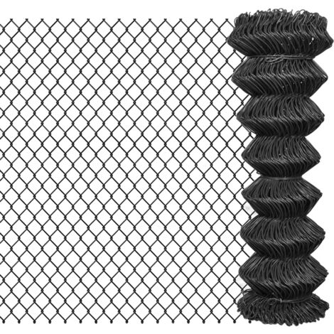 Maschendrahtzaun 15 x 1,25 m Stahl Grau vidaXL911674