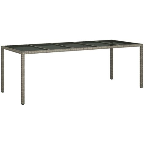 vidaXL Gartentisch Grau 250x100x75 cm Hartglas und Poly Rattan