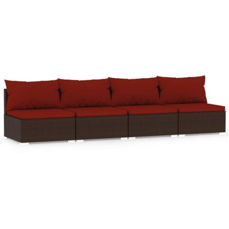 4-Sitzer-Sofa mit Kissen Braun Poly Rattan vidaXL (1/5)