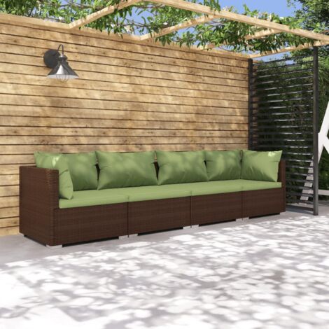 Prolenta Premium 4-tlg. Garten-Lounge-Set mit Auflagen Poly