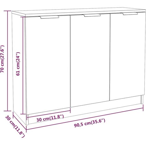 Sideboard Weiß 90,5x30x70 cm Holzwerkstoff vidaXL