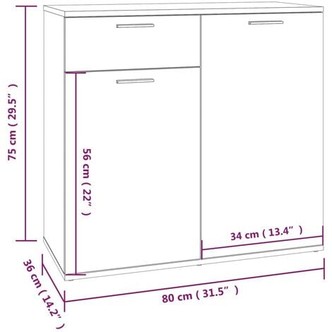 Sideboard Räuchereiche 80x36x75 cm Holzwerkstoff vidaXL
