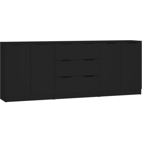 3-tlg. Sideboard-Set Schwarz Holzwerkstoff vidaXL