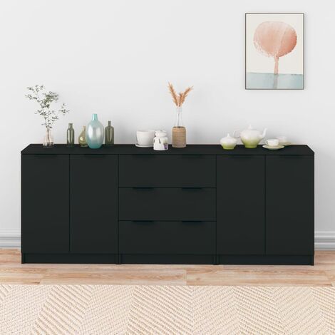 3-tlg. Sideboard-Set Schwarz Holzwerkstoff vidaXL