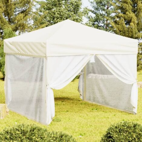 Partyzelt Faltbar mit Seitenwänden Creme 3x3 m vidaXL