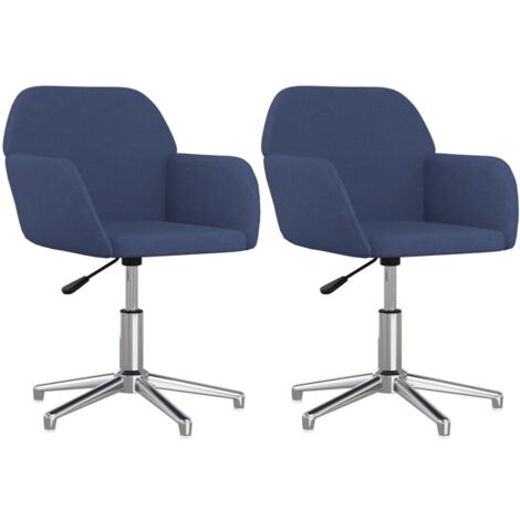 Esszimmerstühle 2 Stk. Drehbar Blau Stoff vidaXL (1/5)