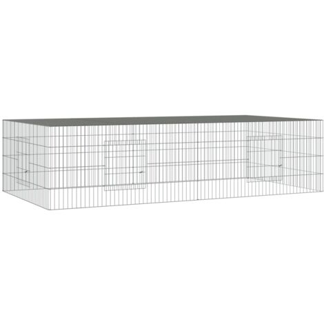 vidaXL Kaninchenkäfig 2 Paneele 220x110x55 cm Verzinktes Eisen (1/6)