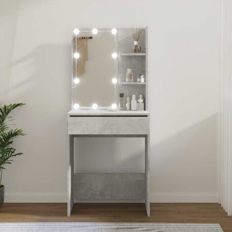 Schminktisch mit LED Betongrau 60x40x140 cm vidaXL
