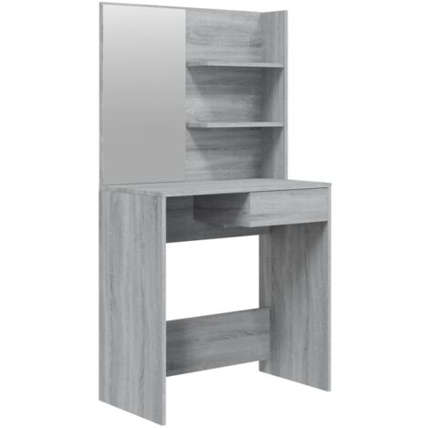 Schminktisch mit Spiegel Grau Sonoma 74,5x40x141 cm vidaXL