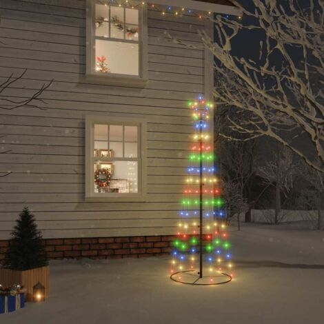 vidaXL Kegelkerstboom 108 LED's 70x180 cm meerkleurig, kerstboom, kerstkegelboom, kerstdecoratie, kegelboom, kunstboom, kerstversiering, kerstornament