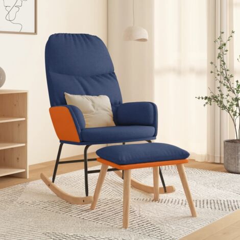 Schaukelsessel mit Hocker Blau Stoff vidaXL