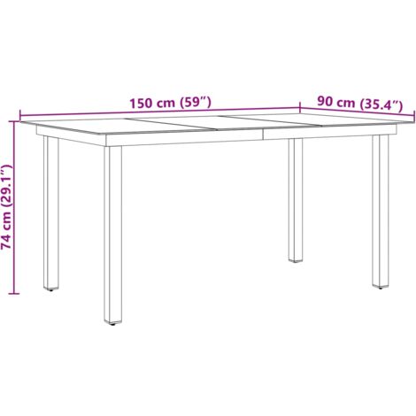 Gartentisch Schwarz 150x90x74 cm Aluminium und Glas vidaXL