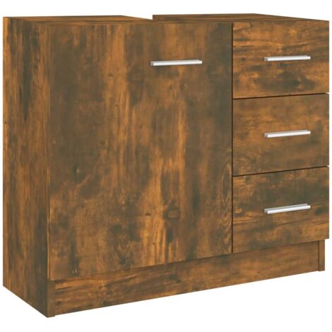 Waschbeckenschrank Räuchereiche 63x30x54 cm Holzwerkstoff vidaXL (1/6)