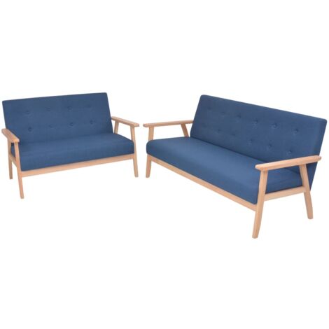 vidaXL Sofagarnitur 2-tlg. Stoff Blau