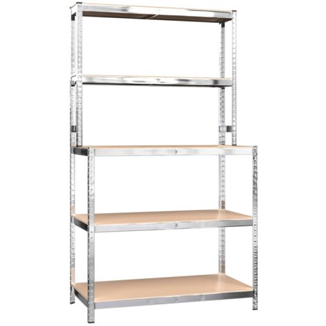 Arbeitstisch mit 5 Ablagen Silbern Stahl & Holzwerkstoff vidaXL (1/5)