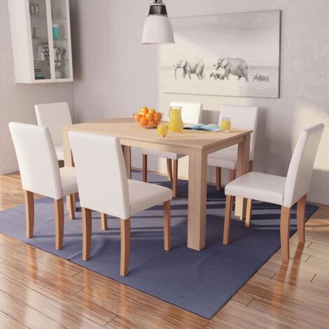 vidaXL Essgruppe 7-TLG Tischgruppe Esstischset Esstisch K/üchentisch Ausziehtisch Holztisch Tisch 6 St/ühle Stuhl Sitzgruppe Esszimmergarnitur MDF Grau