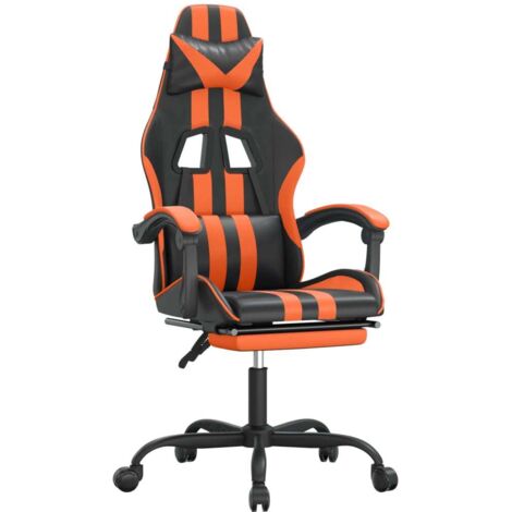 Gaming-Stuhl mit Fußstütze Drehbar Schwarz & Orange Kunstleder vidaXL