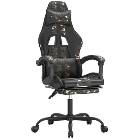 Gamingstuhl mit Fußstütze Drehbar Schwarz Tarnfarben Kunstleder vidaXL