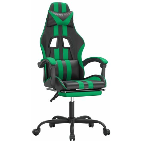 Gaming-Stuhl mit Fußstütze Drehbar Schwarz & Grün Kunstleder vidaXL