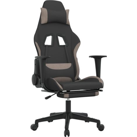 Gaming-Stuhl mit Massage & Fußstütze Schwarz und Taupe Stoff vidaXL