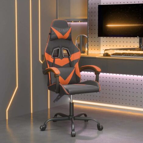 Gaming-Stuhl Drehbar Schwarz und Orange Kunstleder vidaXL