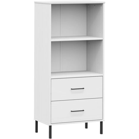 Bücherregal OSLO mit 2 Schubladen Weiß 60x35x128,5cm Massivholz vidaXL (1/5)