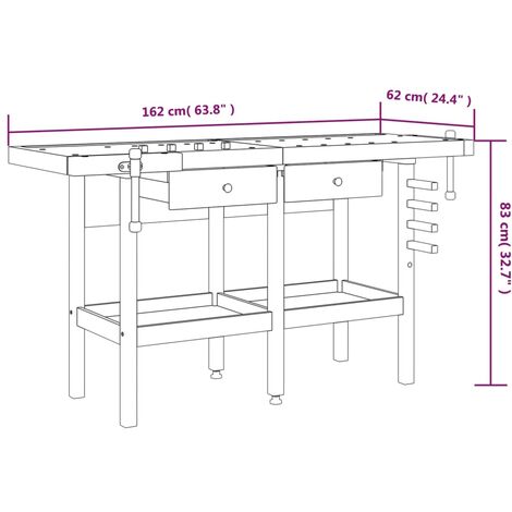 Werkbank mit Schubladen Schraubstöcken 162x62x83 cm Akazienholz vidaXL