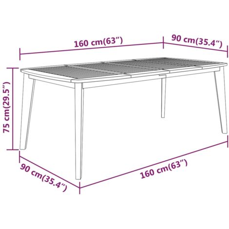Gartentisch 160x90x75 cm Massivholz Akazie vidaXL