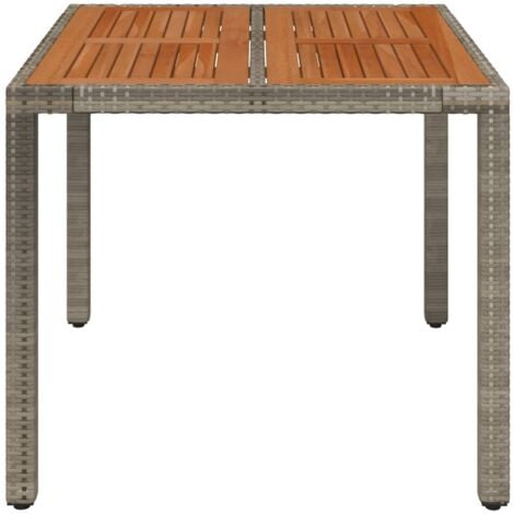 Gartentisch mit Holzplatte Grau 90x90x75 cm Poly Rattan vidaXL