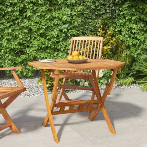 Klappbarer Gartentisch 90x75 cm aus massivem Akazienholz (1/5)