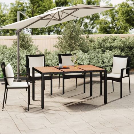 Gartentisch mit Holzplatte Schwarz Poly Rattan & Akazienholz vidaXL