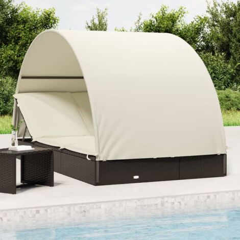 Sonnenliege für 2 Personen mit Runddach Schwarz 211x112x140 cm vidaXL