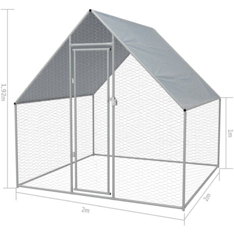 Outdoor-Hühnerkäfig 2x2x1,92 m Verzinkter Stahl vidaXL
