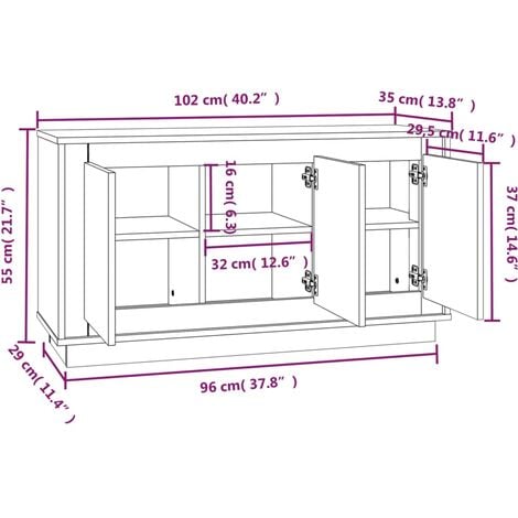 Buffet noir 102x35x55 cm bois d'ingénierie vidaXL