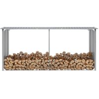 Brennholzlager aus verzinktem Stahl 330 x 92 x 153 cm Grau