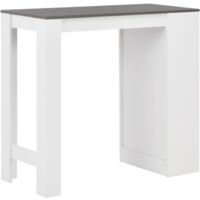 vidaXL Bartisch mit Regal 110x50x103cm Weiß mit Grau-Tischplatte - Weiß