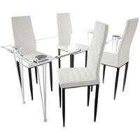 Esszimmergarnitur Glastisch Weiß 4 Esszimmerstühle