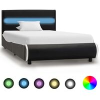 vidaXL Polsterbett mit LED Schwarz 90x200cm Kunstlederbett Bett Einzelbett 