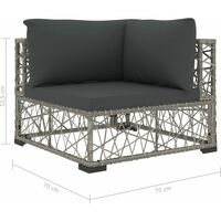 vidaXL Garten-Lounge-Set mit Auflagen 6-tlg. Poly Rattan Grau - Grau