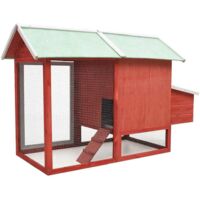 Hühnerkäfig Rot 170x81x110 cm Massivholz Kiefer & Tanne