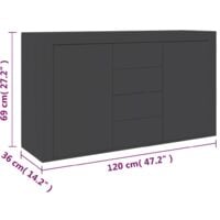 vidaXL Sideboard 120x36x69cm Spanplatte Grau - Grau